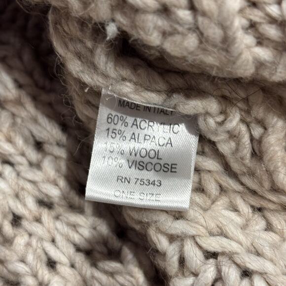 Elsamanda x Anthro Cable Knit Zip Sweater Wool Alpaca Italy Tan Heather One Size - Picture 5 of 6